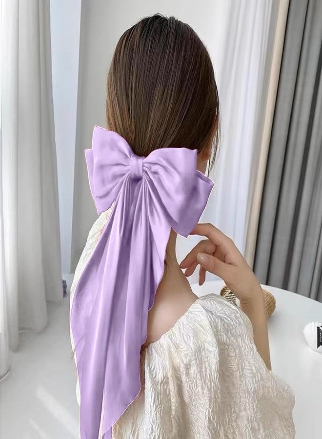 LAOTIDui Hair Bows for Women,Big Purple Bow,Large Hair Bows Long Tail,Bow Hair Clips,Satin Hair Bow,Girls Hair Bows,Hair Bows Clips,Hair Accessories Hair Bows - Image 4